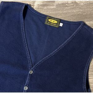 Free People Button Down 100% Cotton Vest Navy Size Large Made in USA